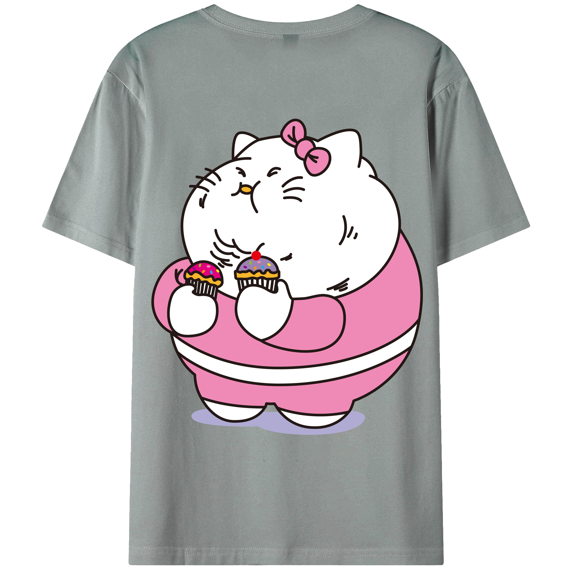 （画像用） Hello Kitty ハローキティ 綿100％ メンズ半袖Tシャツ（バックプリント） 通気性